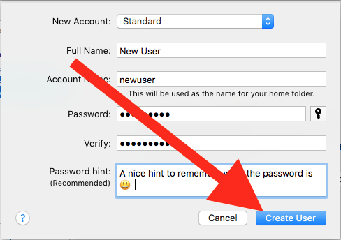 create new user in mac